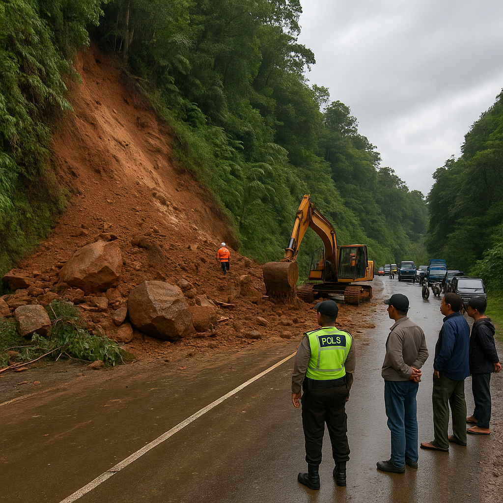 Longsor Tutup Jalan Trans Sulawesi di Mamuju Tengah, Lalin Lumpuh